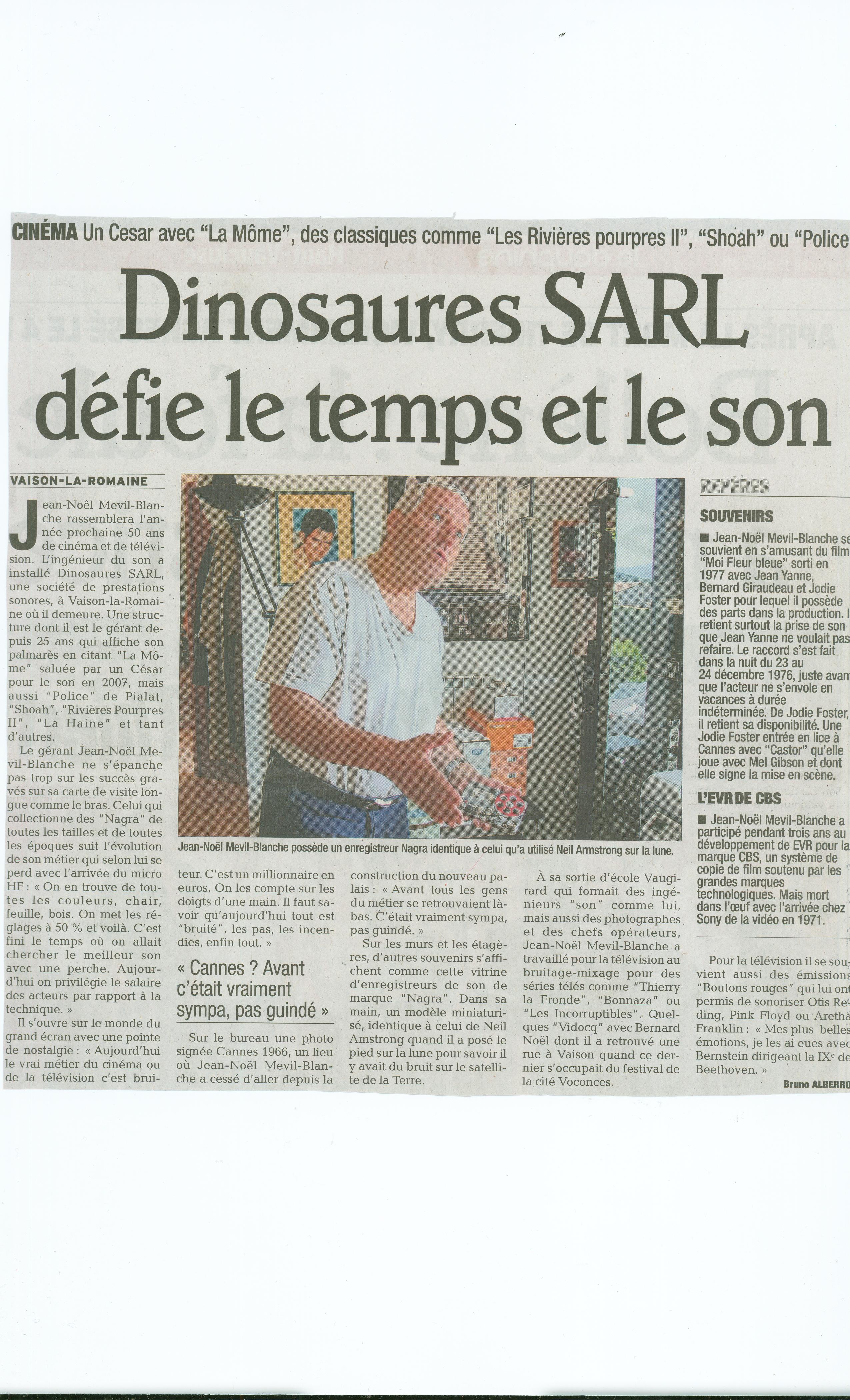 Jean-Noël Mevil-Blanche (Son 62) à l&rsquo;honneur dans le Dauphiné Libéré